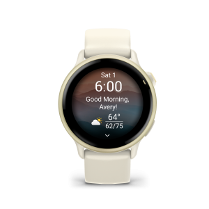 Montre Garmin vívoactive® 6, de 42 mm - Or lunaire/blanc os